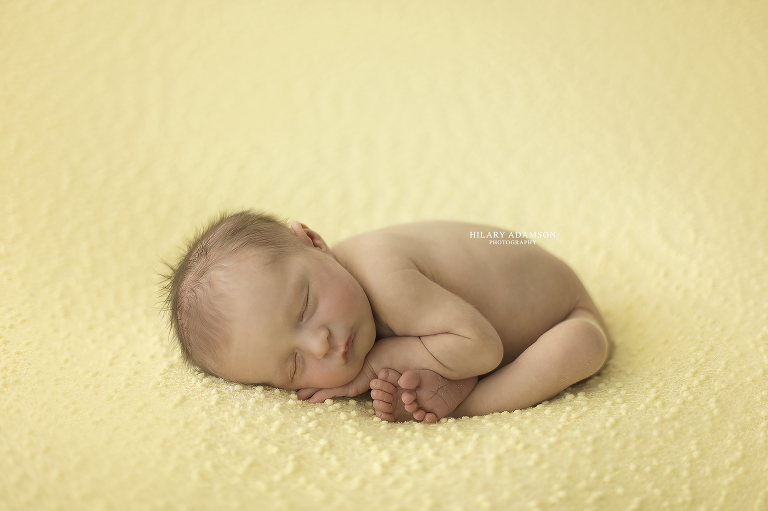 Newborn baby taco pose