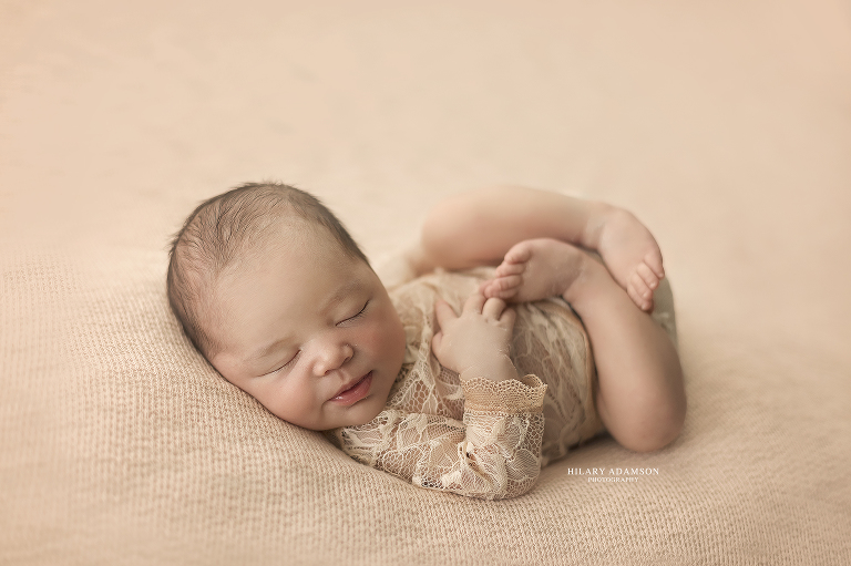 newborn beanbag posing